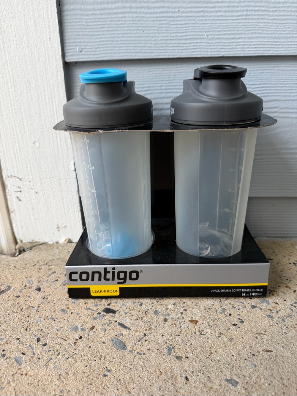 Contigo Clear Shaker Bottles with Blue and Black Lids - 2-Pack